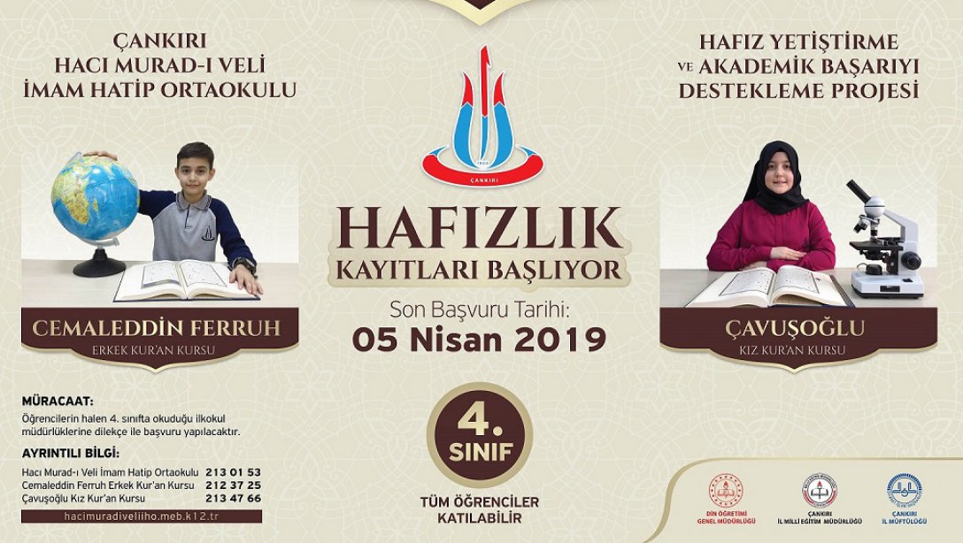 Çankırı Hacı Murad-ı Veli İmam Hatip Ortaokulu Hafız Yetiştirme ve Akademik Başarıyı Destekleme Projesi