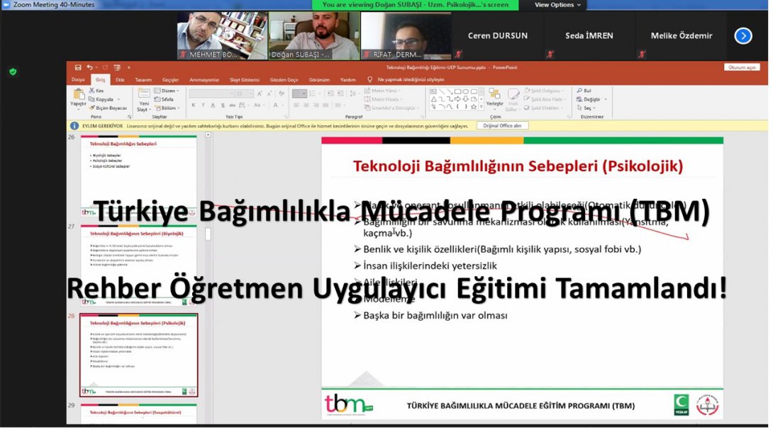 Türkiye Bağımlılıkla Mücadele Programı Uygulayıcı Eğitimi Tamamlandı